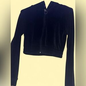 Chic Black Velvet Women's Hoodie